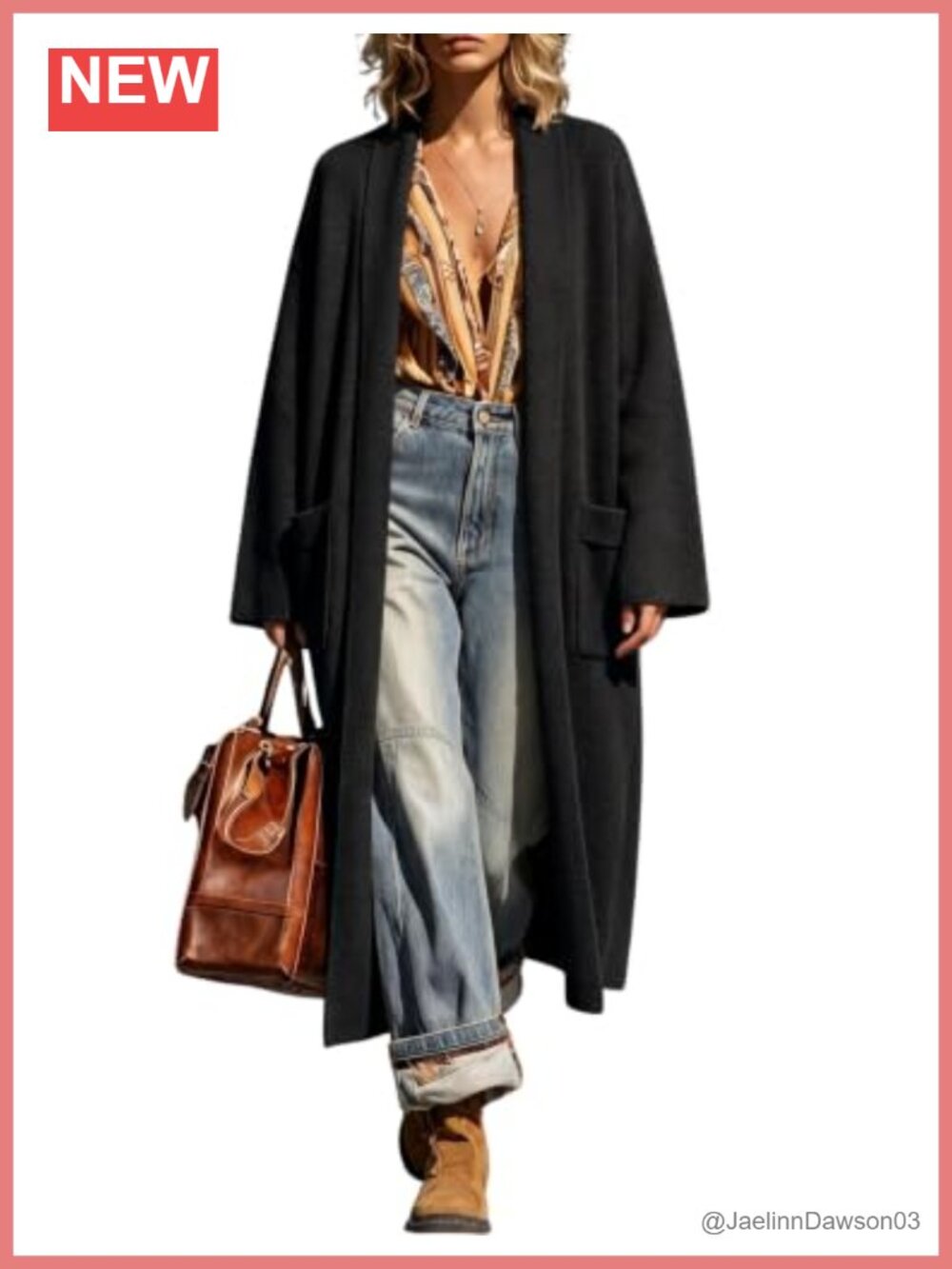 Long Open Front Chunky Knit Cardigan Sweater Jacket with Pockets